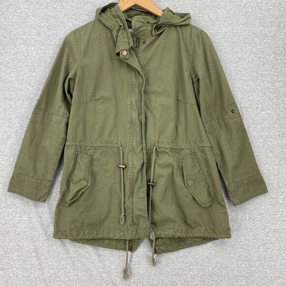 Country Romatic Jacket Women Small Army Green Military Utility Hoodie Detachable - Picture 2 of 15